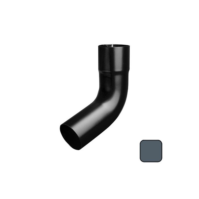 63mm (2.5") Swaged Aluminium Downpipe 112 Degree Bend without Ears - RAL 7016m Anthracite Grey