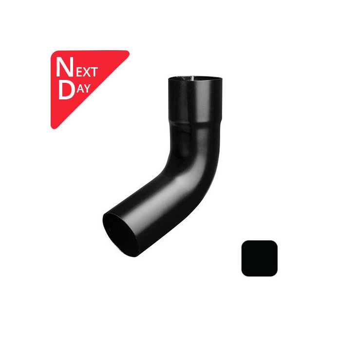 63mm (2.5") Swaged Aluminium Downpipe 112 Degree Bend without Ears - RAL 9005m Matt Black