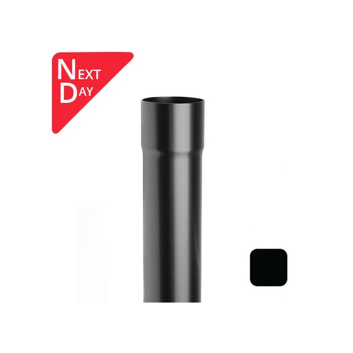 63mm (2.5") Swaged Aluminium Downpipe 2m long - RAL 9005M Matt Black 