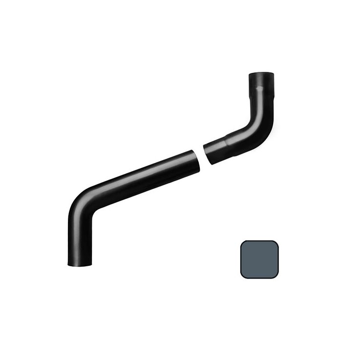 63mm (2.5") Swaged Aluminium Downpipe 400mm (max) Adjustable Offset - RAL 7016M Anthracite Grey 