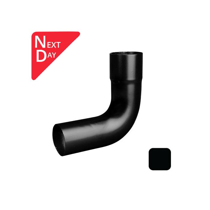 63mm (2.5") Swaged Aluminium Downpipe 90 Degree Bend without Ears - RAL 9005m Matt Black