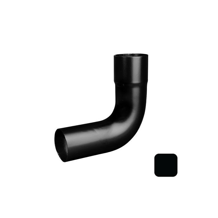 63mm (2.5") Swaged Aluminium Downpipe 90 Degree Bend without Ears - RAL 9005m Matt Black