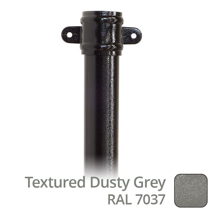 100mm (4") x 3m Aluminium Downpipe with Cast Eared Socket - Textured Dusty Grey RAL 7037