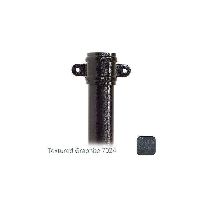 63mm  (2.5") x 3m Aluminium Downpipe with Cast Eared Socket - Textured Graphite Grey RAL 7024