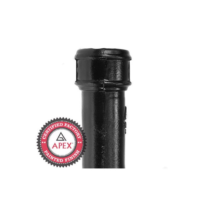 65mm (2.5") x 1.83m Cast Iron Downpipe without Ears - Black