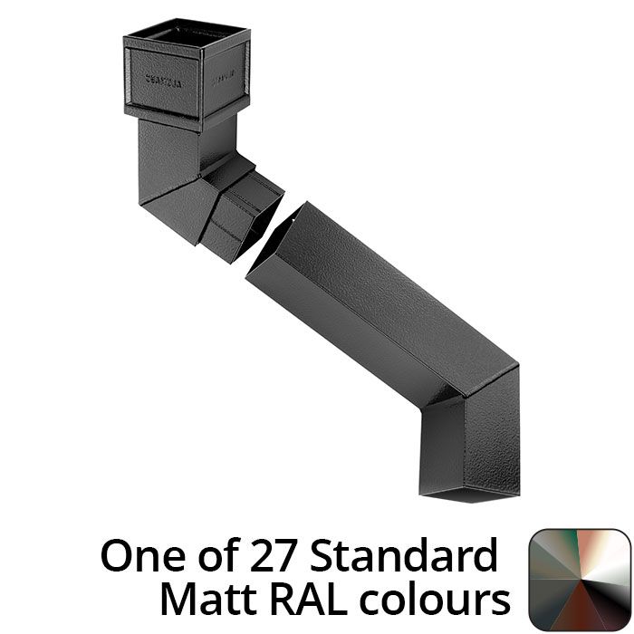 100 x 75mm (4"x3") Cast Aluminium Downpipe Two-part 305mm (max) Adjustable Offset - One of 26 Standard Matt RAL colours TBC