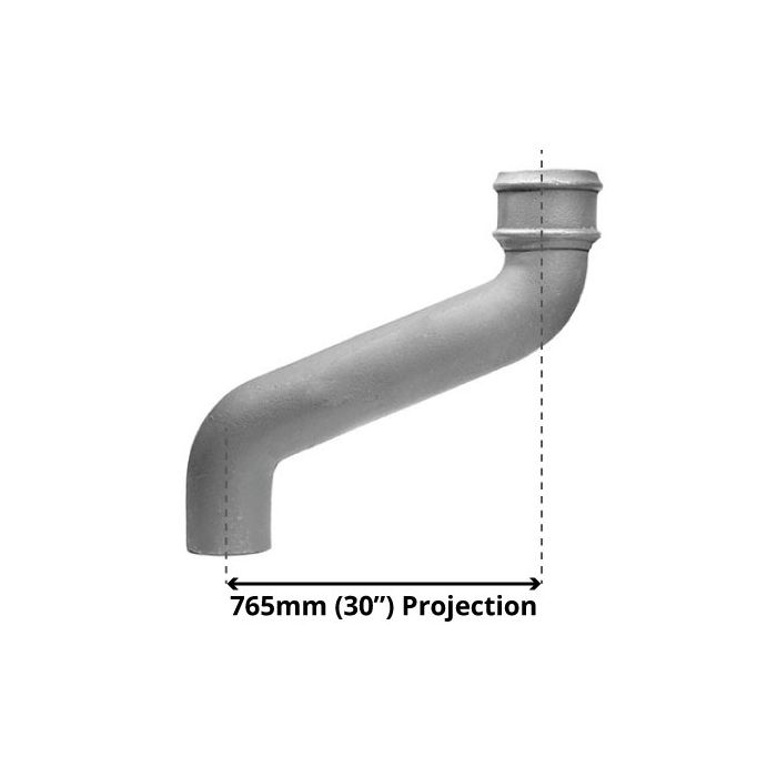 75mm (3") Cast Iron Downpipe Offset 765mm (30") Projection - Primed