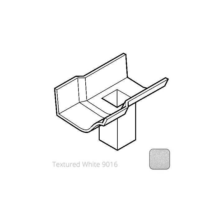 75x75m (3x3") square outlet Cast Aluminium Victorian Ogee 115mm (4.5") Gutter Running Outlet - Single Spigot/Socket - Textured 9016 White