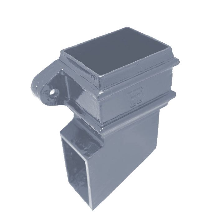 75x75mm (3"x3") Hargreaves Foundry Cast Iron Square Downpipe Left-hand Side Shoe - with Ears - Primed