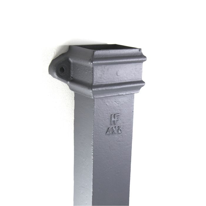 75x75mm (3"x3") Hargreaves Foundry Cast Iron Square Downpipe with Ears - 1.83m (6ft) - Primed