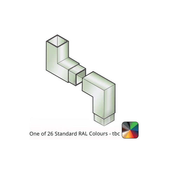 100x100mm Flushjoint Aluminium Square 92.5 Degree Two-part Offset with 750mm Offset - One of 26 Standard Matt RAL colours TBC 