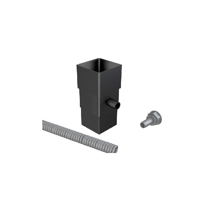 76mm Swaged Aluminium Square Downpipe WATER BUTT Diverter PPC  - Matt Black