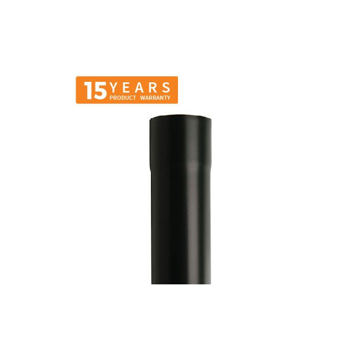 80mm Black Coated Galvanised Steel Downpipe 3m Length - 15 years Product Warranty