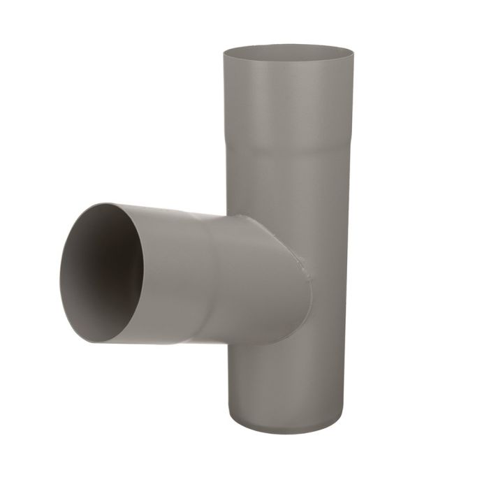 80mm Dusty Grey Galvanised Steel Downpipe 70Degree  Branch