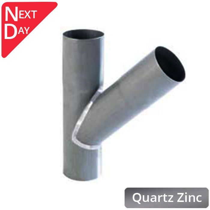 80mm Quartz Zinc Downpipe 72 Degree Branch