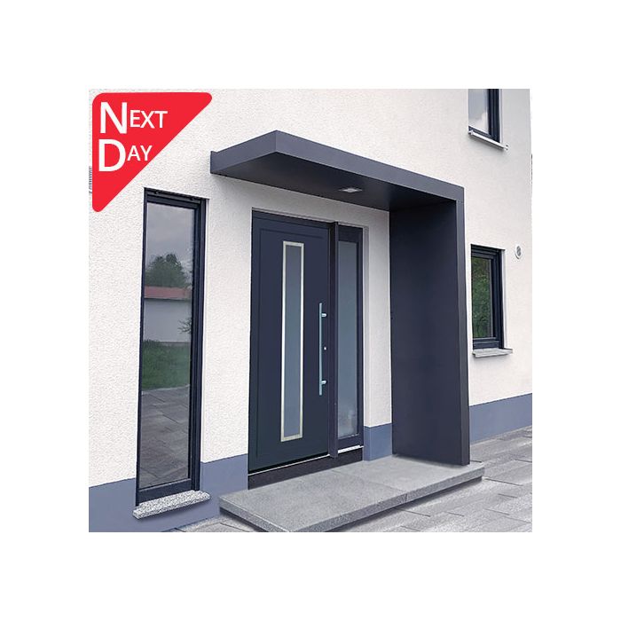 BS200 Aluminium Rect. Canopy 200x90cm with RH Side Panel plus LED light - Anthracite Grey