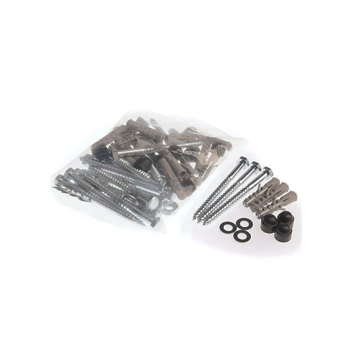 Cast Iron Downpipe Fixing Pack - contains 20 of 100mm coach screws, industrial raw plugs and washers