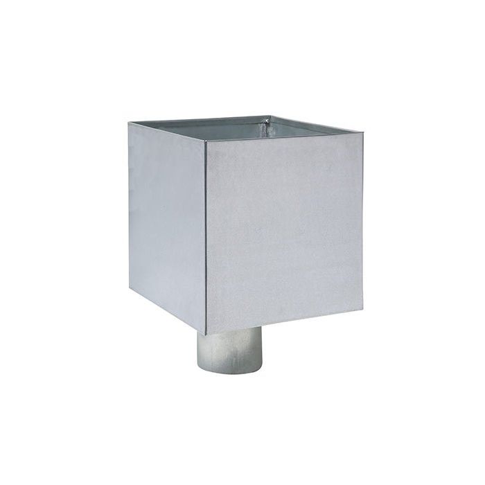 Galvanised Steel Plain Box Hopper Head 200w x 200d x 200h with 100mm Outlet