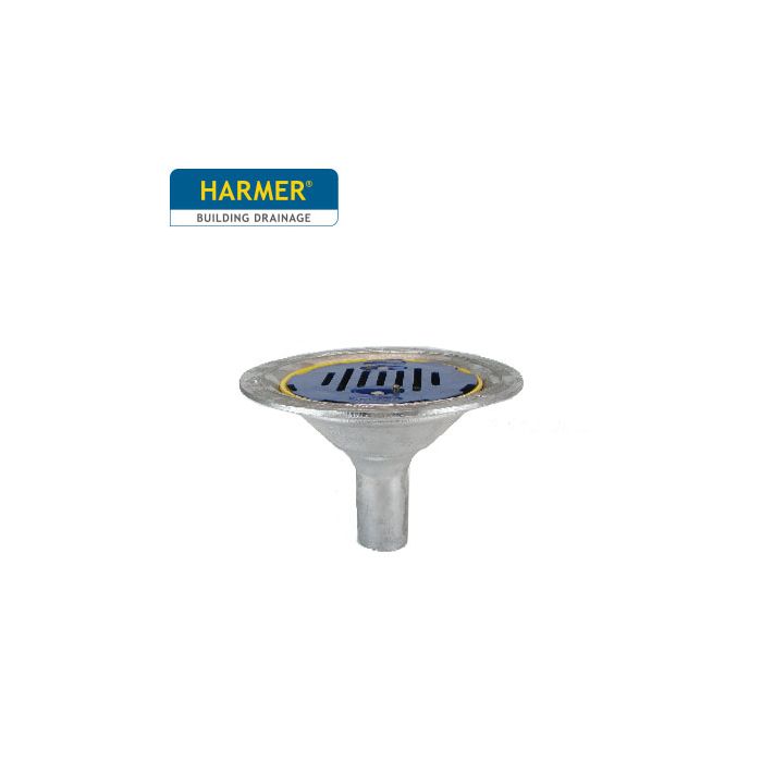 Harmer AV200 Aluminium Flat Grate Flat Roof Outlet with Vertical 50mm (2") Spigot