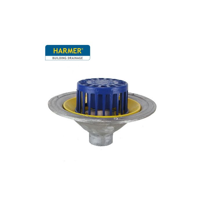 Harmer AV200T Aluminium Dome Grate Flat Roof Outlet with Vertical 2"BSPT Thread