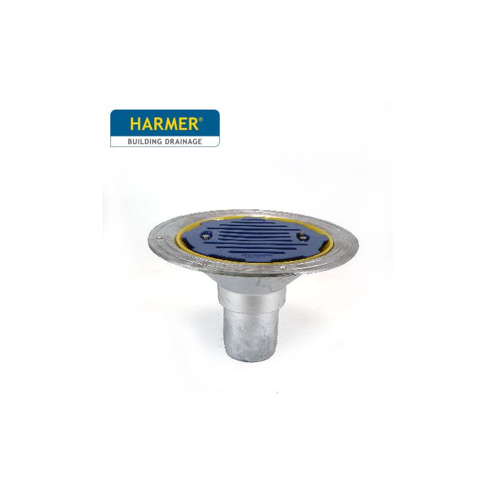 Harmer AV400 Aluminium flat Grate Flat Roof Outlet with Vertical 110mm (4") Spigot