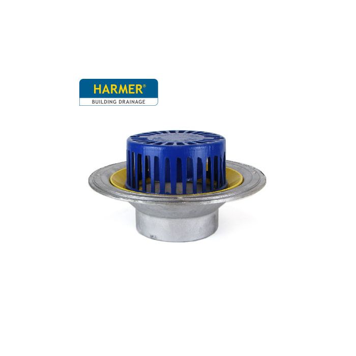 Harmer AV600T Aluminium Dome Grate Flat Roof Outlet with Vertical 6"BSPT Thread