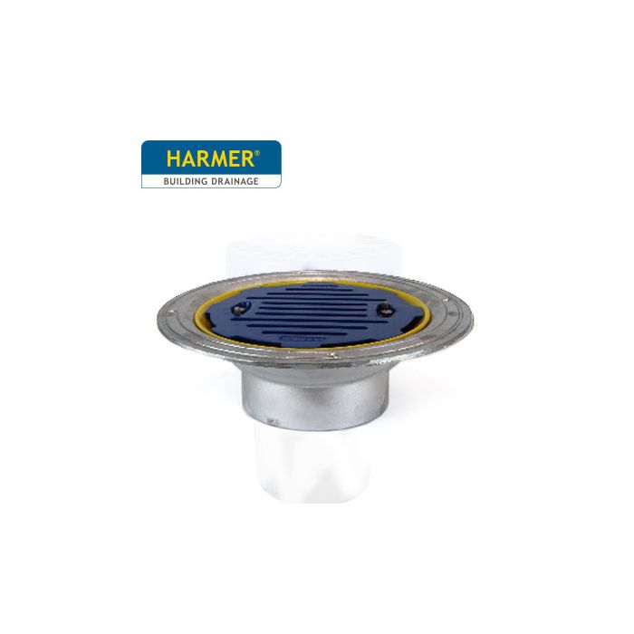 Harmer AV600T Aluminium flat Grate Flat Roof Outlet with Vertical 6"BSPT Thread