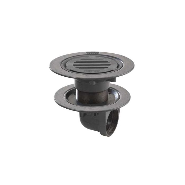 Harmer C490T/DF - 4"BSP Thread Cast Iron Double Flange 90deg Outlet with Flat Grate