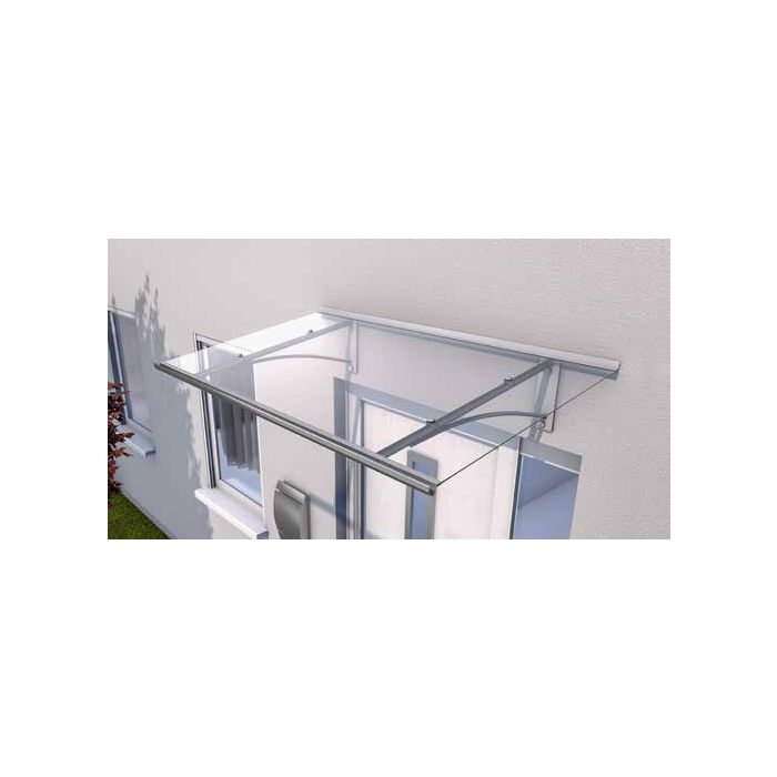 L160 PT/GR Shield Canopy 160 x 90 x 27cm - 4mm Clear Acrylic Top and  Stainless Steel Effect Aluminium Arm and Frame