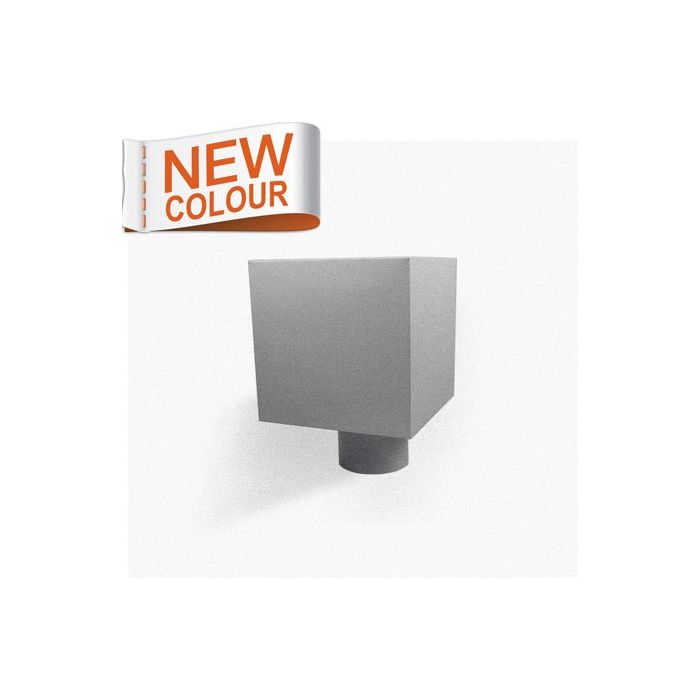 RAL 9007 'Grey Aluminium' Galvanised Stee Plain Box Hopper Head 200w x 200d x 200h with 80mm Outlet