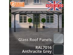 6x3m Heritage Aluminium Veranda - Anthracite Grey - 3 Posts - Glass Roof Panels