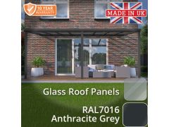 6x3m contemporary Aluminium Veranda - Anthracite Grey - 3 Posts - 8 Glass Roof Panels