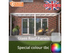 6x3m contemporary Aluminium Veranda - Special Colour -TBC - 3 Posts - 8 Glass Roof Panels