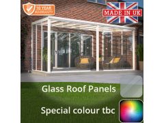 6x3m contemporary Aluminium Garden Room - Special Colour -TBC - 3 Posts - 8 Glass Roof-Panels and Sliding doors