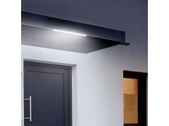 BS160-200 Aluminium Canopy - from 160 up to 200 x 90cm plus NEW Strip-light LED light and Waterspout - RAL7016 Anthracite Grey