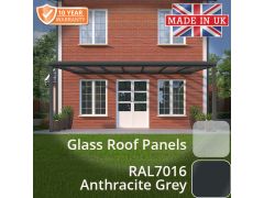 3x3m Contemporary Aluminium Veranda - Anthracite Grey - 2 Posts - Glass Panels