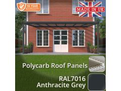 3x3m contemporary Aluminium Veranda - Anthracite Grey - 2 Posts - 3 Opal Polycarbonate Roof Panels