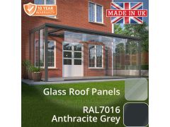 3x3m Contemporary Aluminium Garden Room - Anthracite Grey - 2 Posts - Glass Roof-Panels and Sliding doors