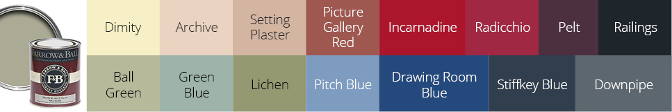 A few Farrow & Ball colours from the full range of 132