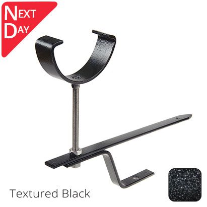 Half Round Cast Aluminium Rise & Fall Gutter Bracket - Textured Black