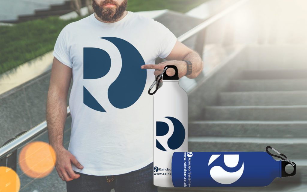 Image 1. Rainclear branded t-shirts and aluminium water bottles.