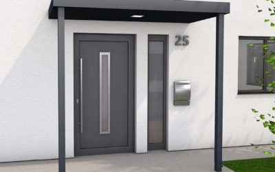 Deeper aluminium door canopies with integrated drainage