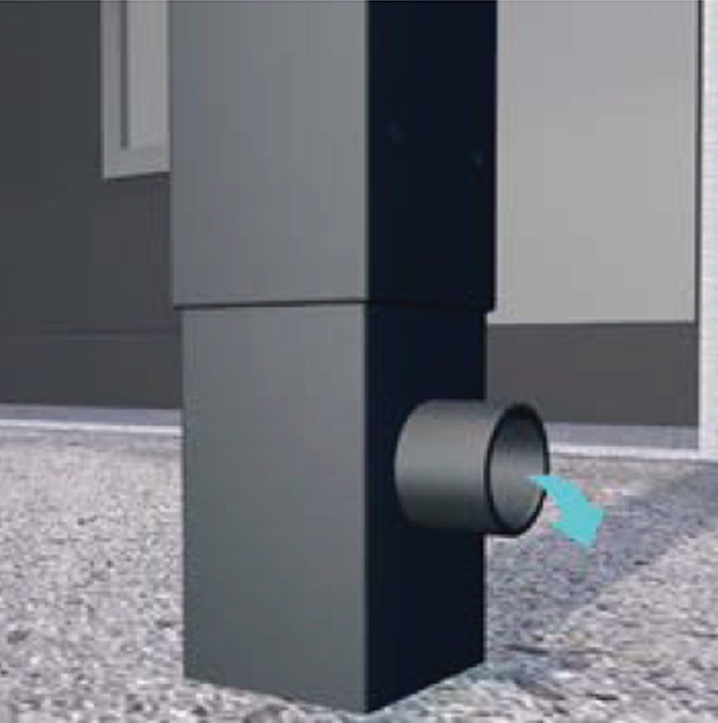 Image 2. Integral drainage in the post - choose which way the rainwater exits (to the side or to the front).